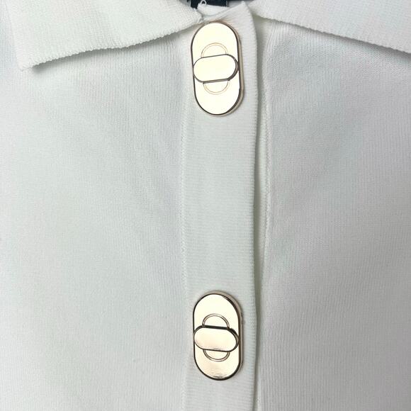 NWT Aleeza Paris Barbara Gold Hardware Knit Cardigan Sweater Top Size Small - Picture 7 of 11